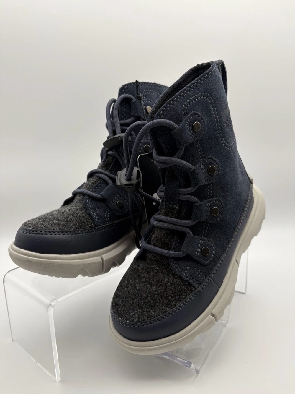Sorel Navy and Gray Kids High-Top Winter Boots